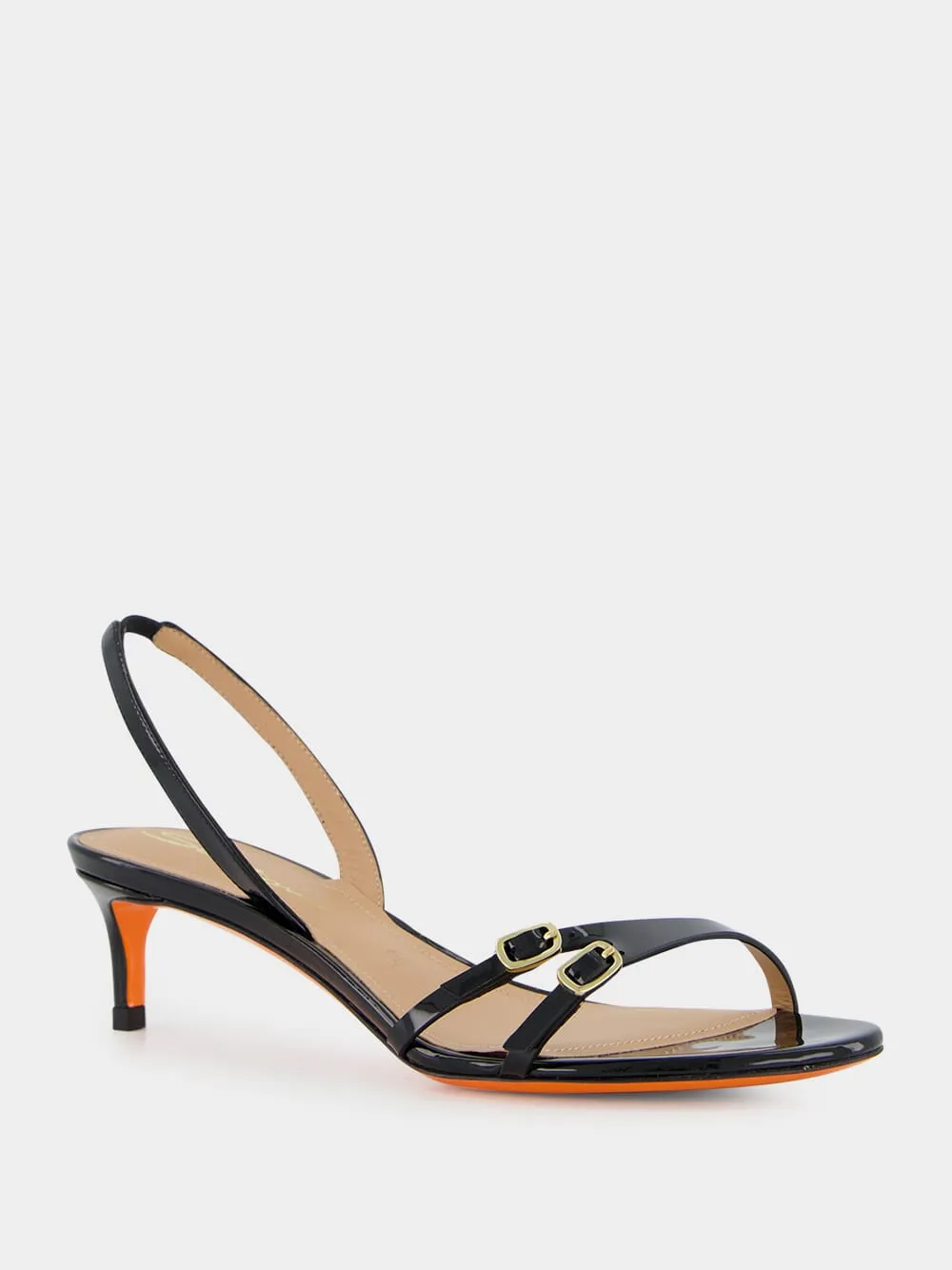 Black Virna Mid-Heel Leather Sandals sold by Fashion Clinic product image thumbnail 2
