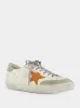 White and Orange Superstar Sneakers with Suede Heel sold by Fashion Clinic