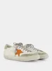 White and Orange Superstar Sneakers with Suede Heel sold by Fashion Clinic