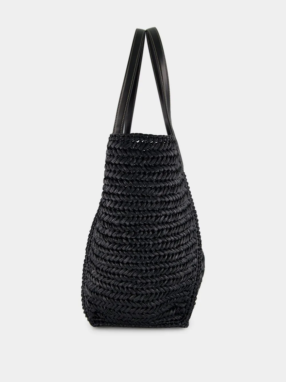 Black Tara Raffia and Leather Large Tote Bag sold by Fashion Clinic product image thumbnail 3