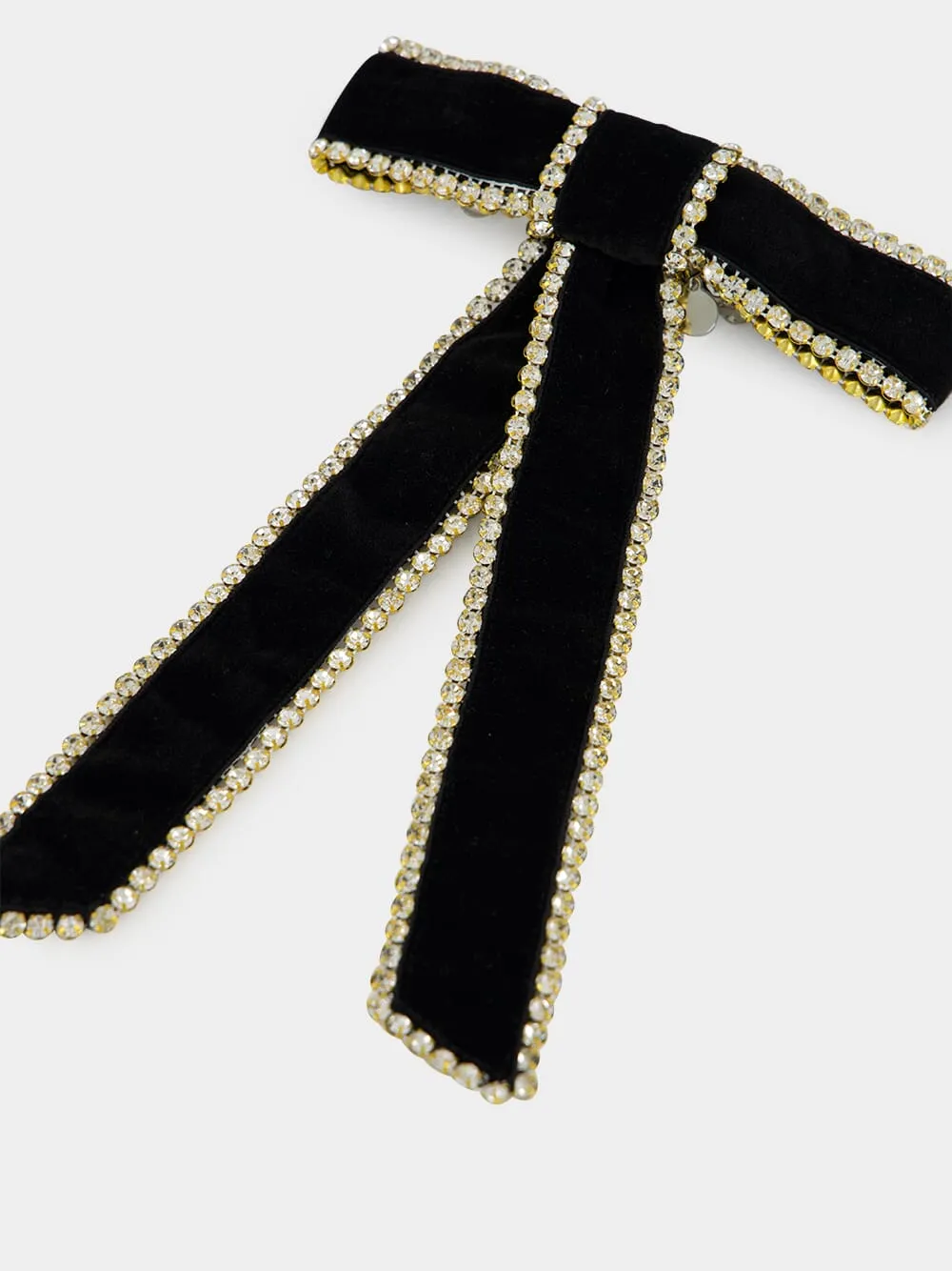 Black Lilly Velvet Crystal Bow sold by Fashion Clinic product image thumbnail 4