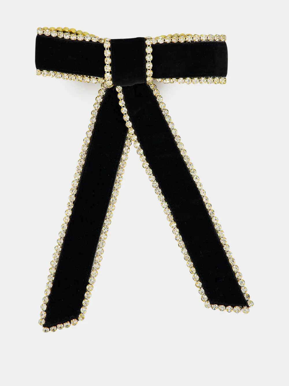 Black Lilly Velvet Crystal Bow sold by Fashion Clinic product image thumbnail 2