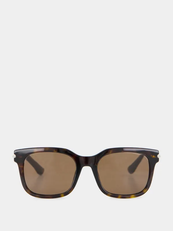Havana Brown City T-Bar Rectangular Sunglasses sold by Fashion Clinic