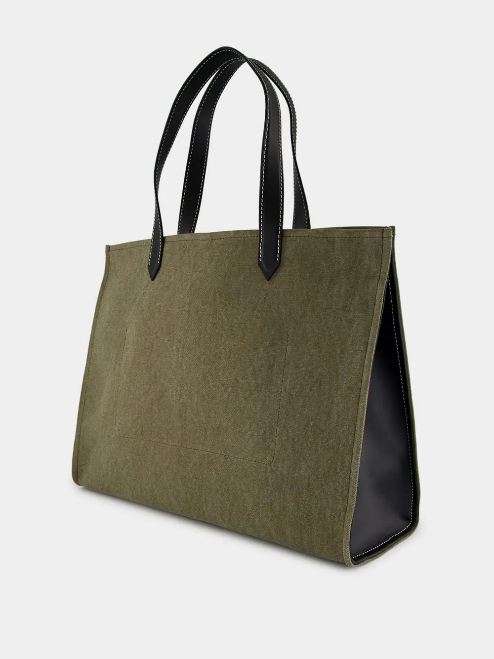 Khaki Green B-Army 42 Canvas Tote Bag sold by Fashion Clinic product image thumbnail 5