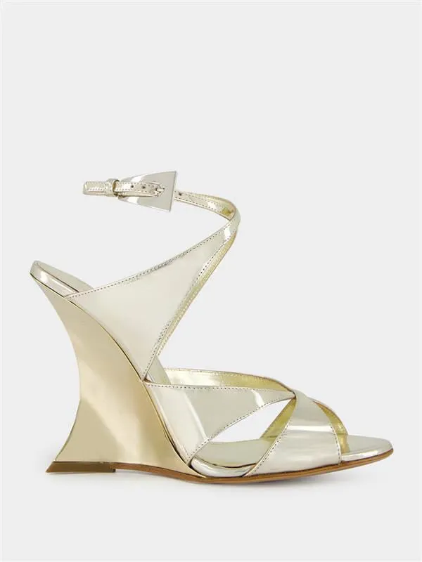 Gold Laila Gold Wedge Sandals sold by Fashion Clinic