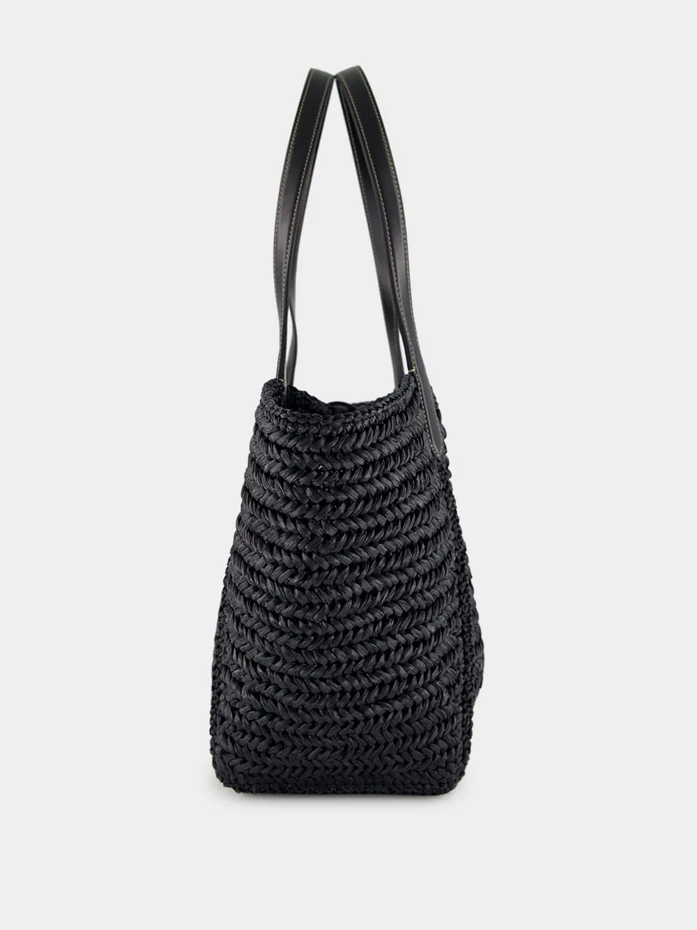 Black Raffia and Leather Tote sold by Fashion Clinic product image thumbnail 4