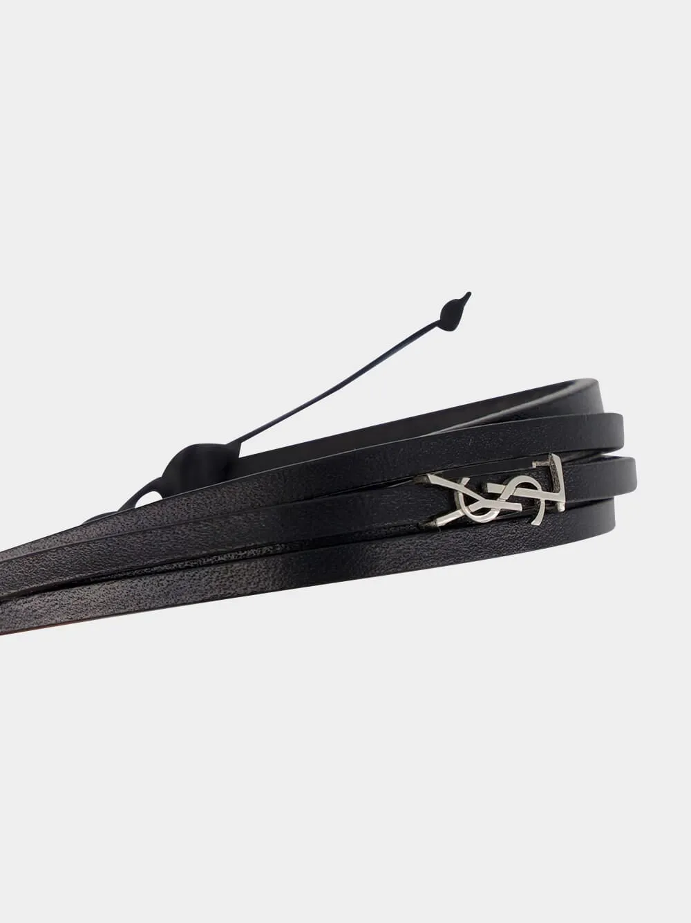 Black Leather Cassandre Bracelet sold by Fashion Clinic product image thumbnail 4