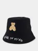 Black Bear in Mind Bucket Hat sold by Fashion Clinic