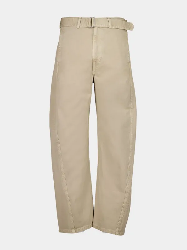 Natural Beige Twisted Belted Pants sold by Fashion Clinic