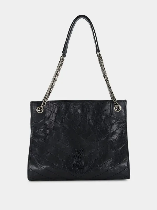 Black Niki Vintage Leather Shopping Bag sold by Fashion Clinic