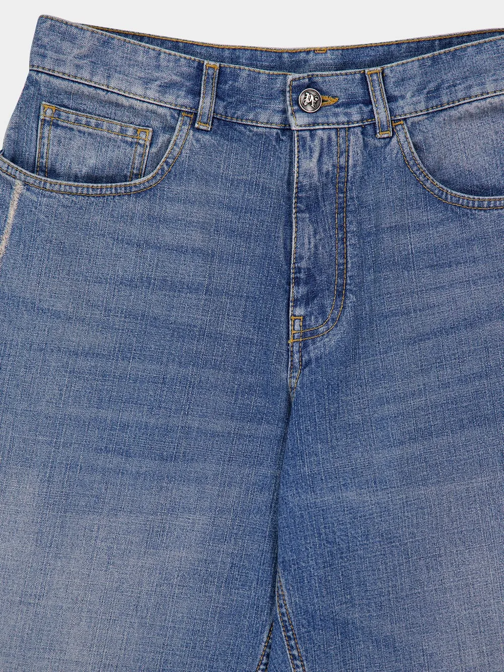 Light Blue Lasered Logo Denim Pants sold by Fashion Clinic product image thumbnail 5