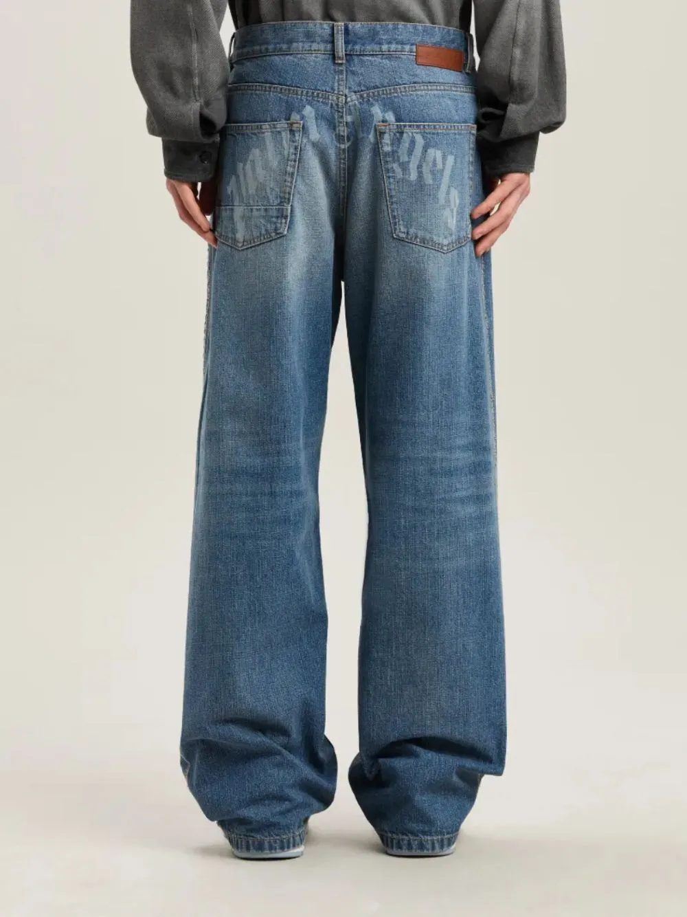 Light Blue Lasered Logo Denim Pants sold by Fashion Clinic product image thumbnail 4
