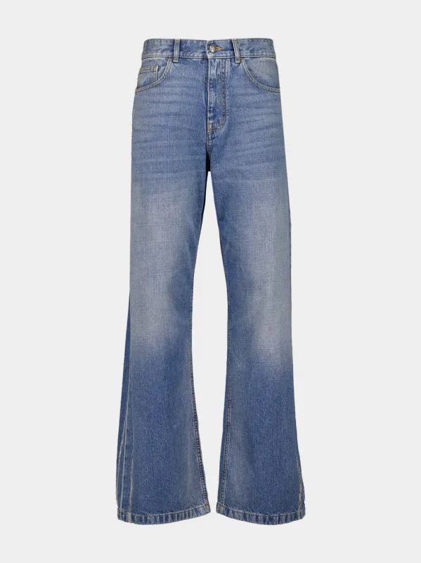 Light Blue Lasered Logo Denim Pants sold by Fashion Clinic