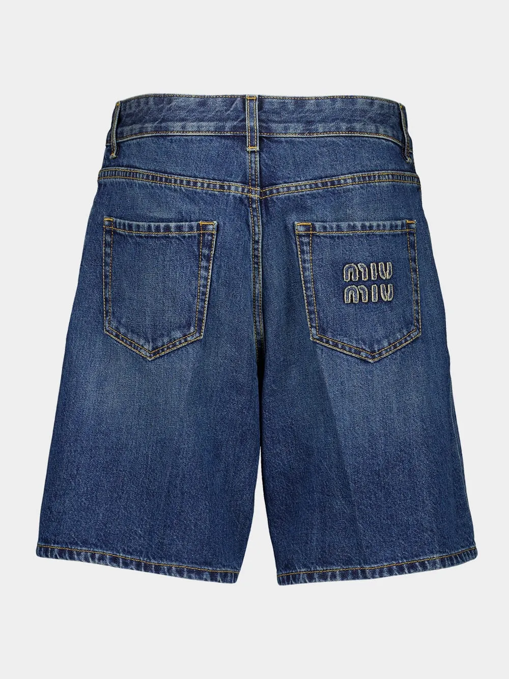 Blue Washed Denim Bermuda Shorts sold by Fashion Clinic product image thumbnail 2