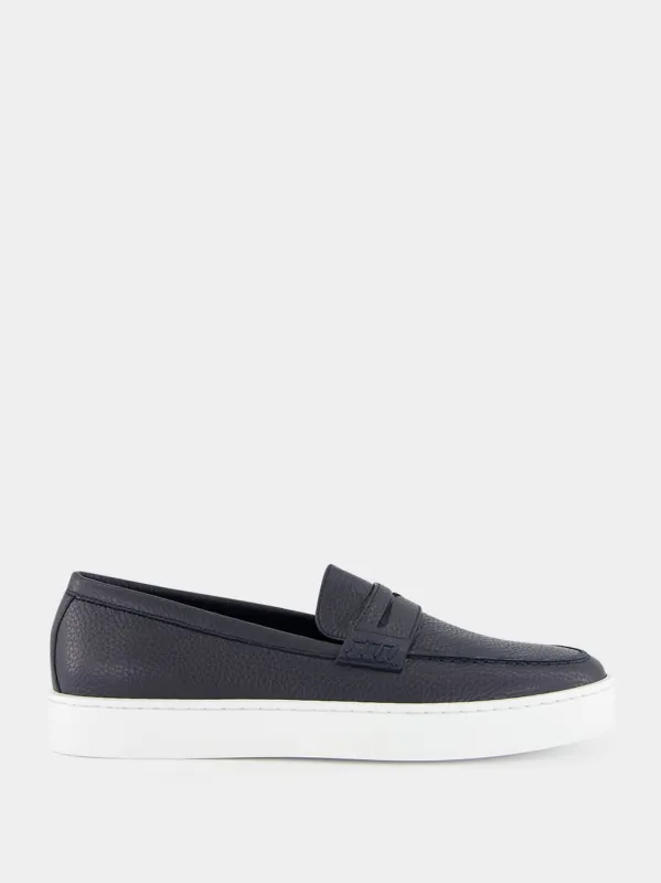 Ellis Navy Calf Leather Slip-On Loafers sold by Fashion Clinic