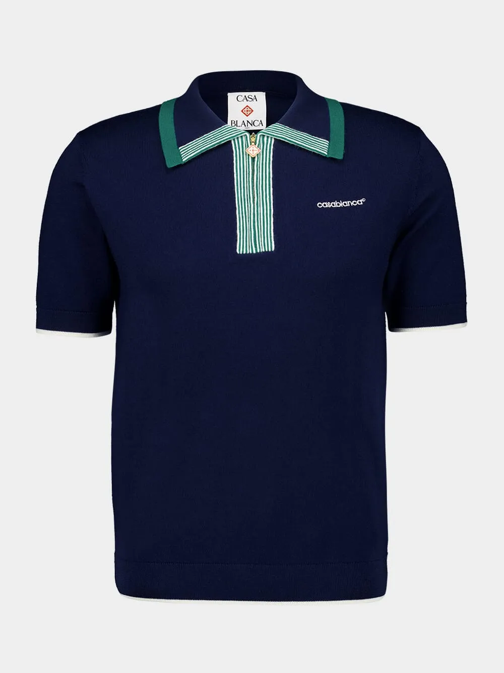 Navy Knit Tennis Polo Shirt sold by Fashion Clinic