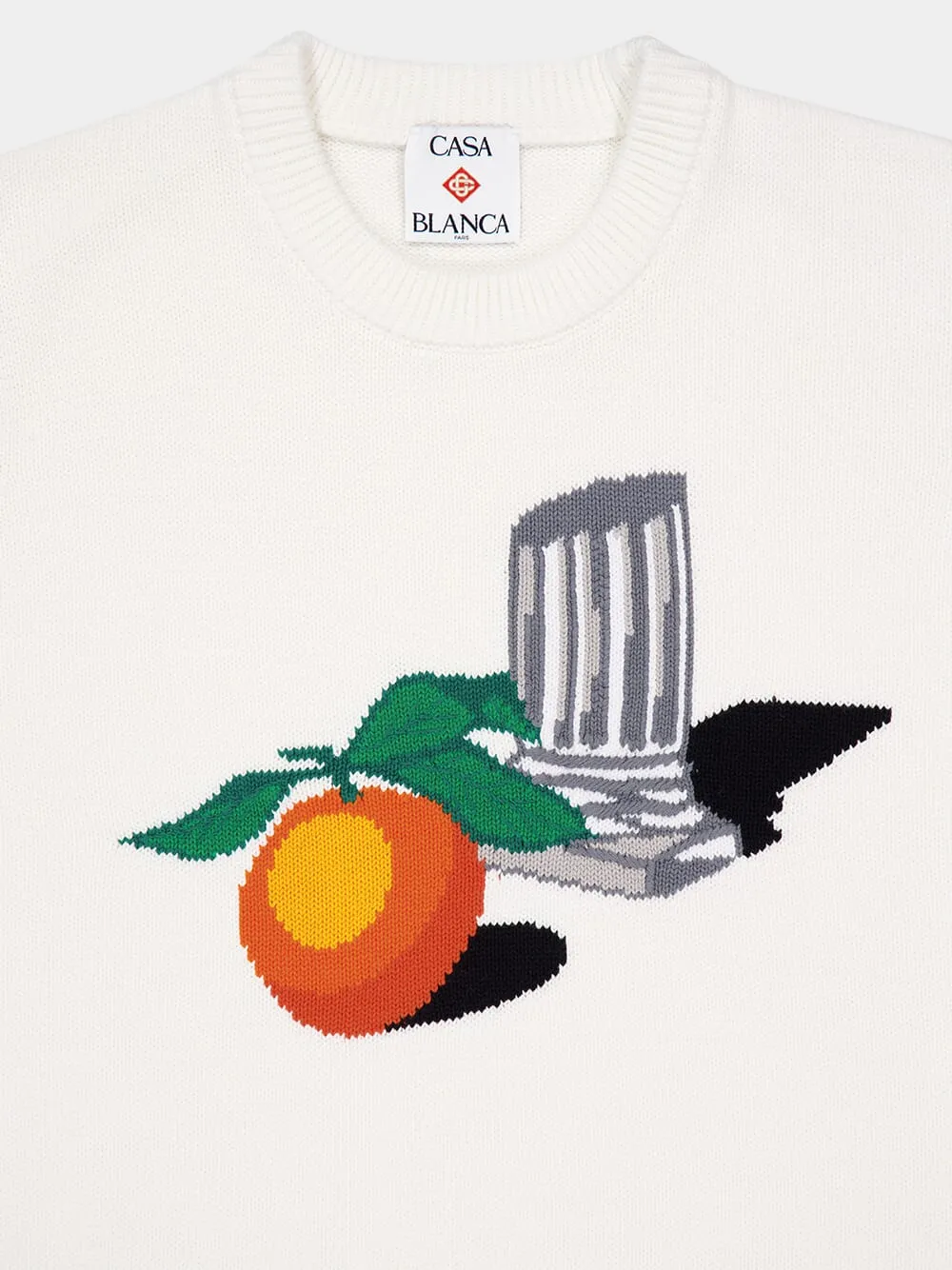 White Intarsia Cotton Jumper sold by Fashion Clinic product image thumbnail 3