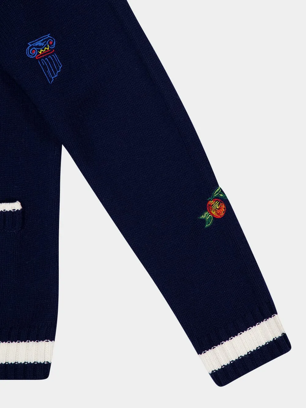 Navy Embroidered Wool-Cashmere Cardigan sold by Fashion Clinic product image thumbnail 4