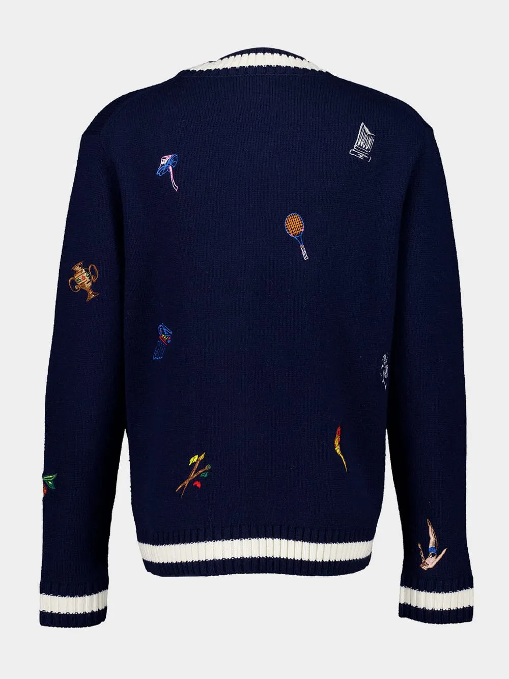 Navy Embroidered Wool-Cashmere Cardigan sold by Fashion Clinic product image thumbnail 2