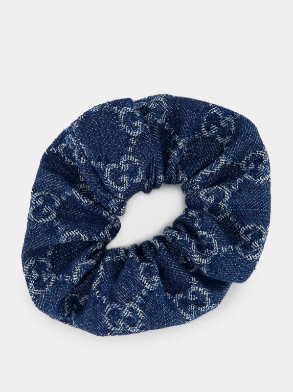 Blue GG Denim Scrunchie sold by Fashion Clinic