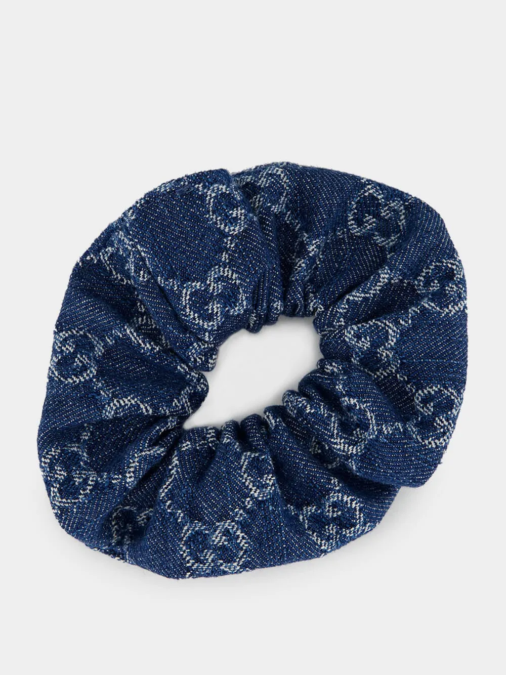 Blue GG Denim Scrunchie sold by Fashion Clinic