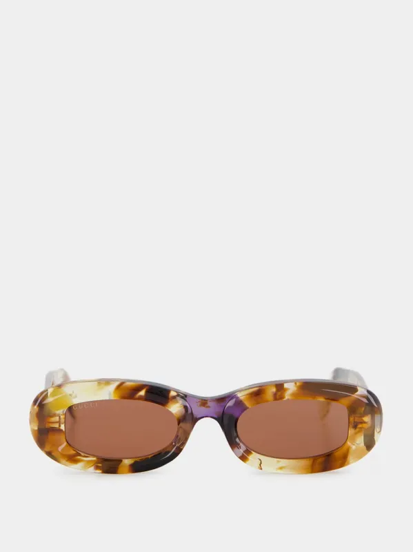 Havana-Brown Rectangular Sunglasses sold by Fashion Clinic