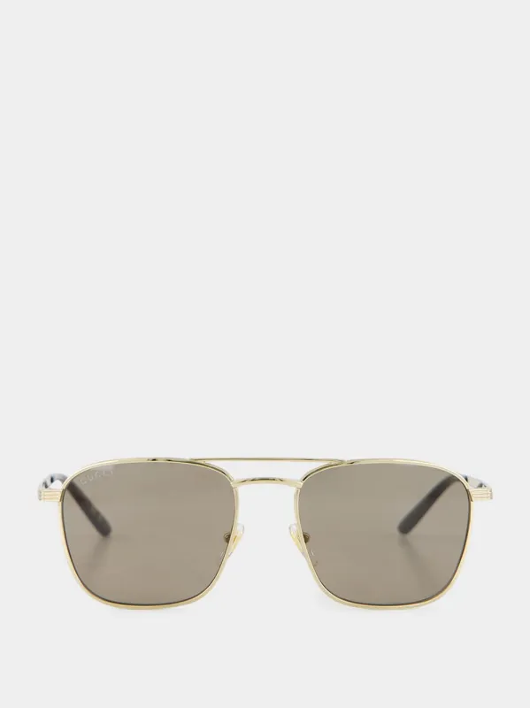 Gold Pilot-Frame Sunglasses sold by Fashion Clinic