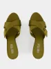 Oil Green Lidia Couture Satin Mules sold by Fashion Clinic