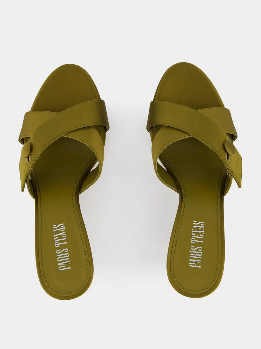 Oil Green Lidia Couture Satin Mules sold by Fashion Clinic product image thumbnail 4