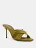 Oil Green Lidia Couture Satin Mules sold by Fashion Clinic