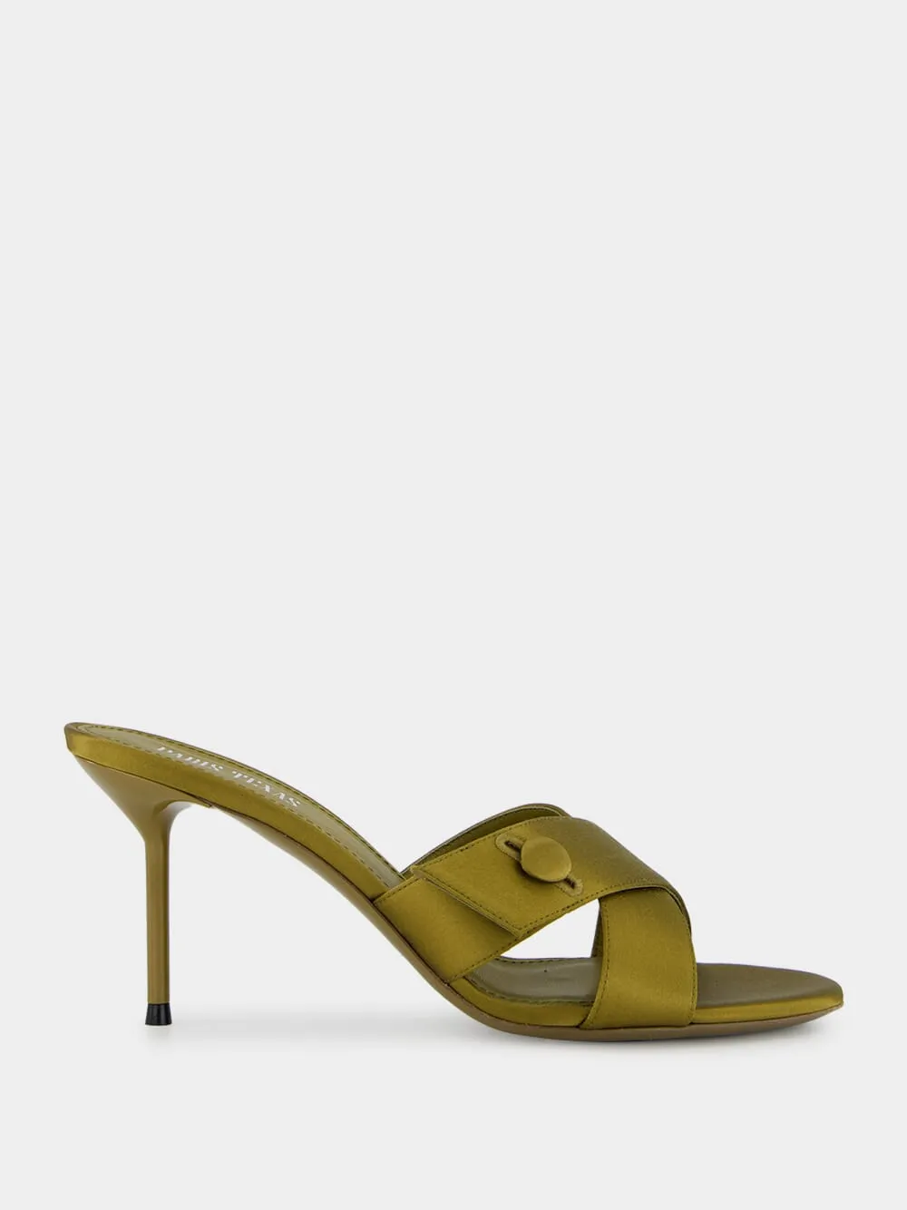 Oil Green Lidia Couture Satin Mules sold by Fashion Clinic