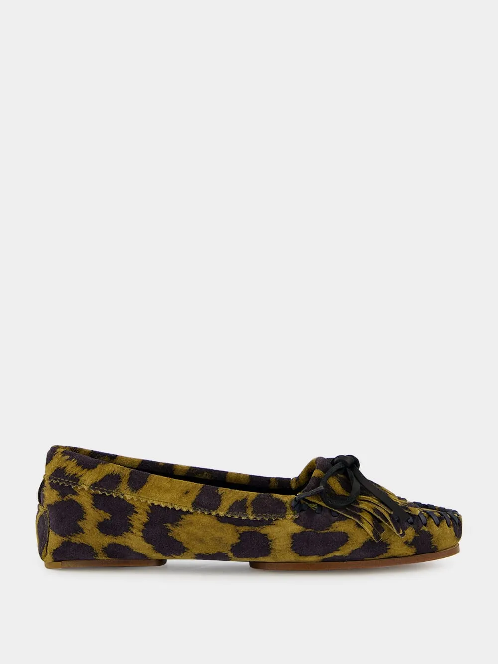 Indiana Loafer in Russet Leopard Suede sold by Fashion Clinic
