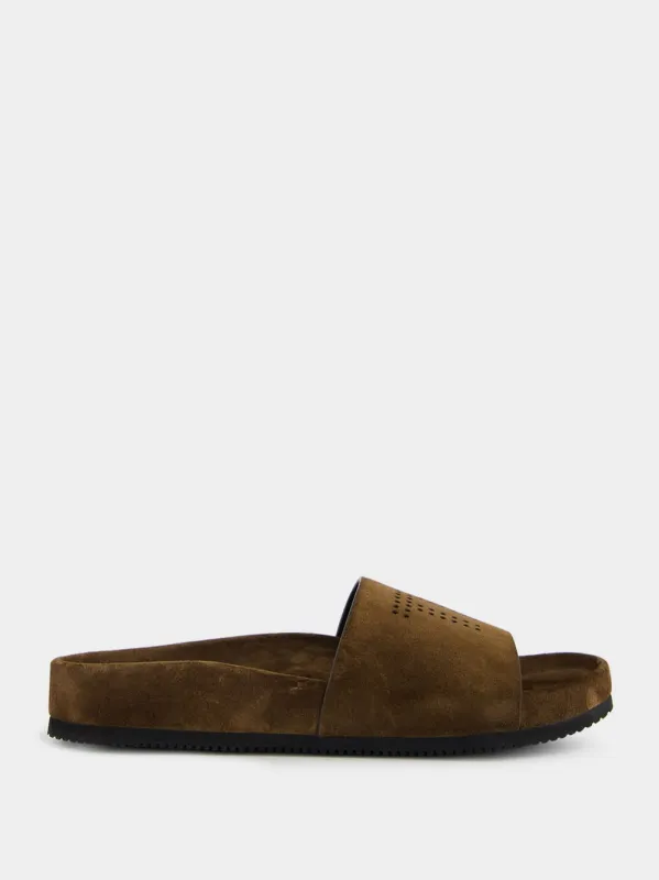 Brown Wicklow Suede Slides sold by Fashion Clinic