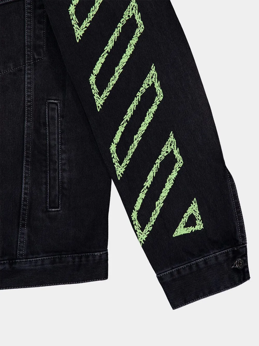 Black Arrow Denim Jacket with Stitch Detailing sold by Fashion Clinic product image thumbnail 4