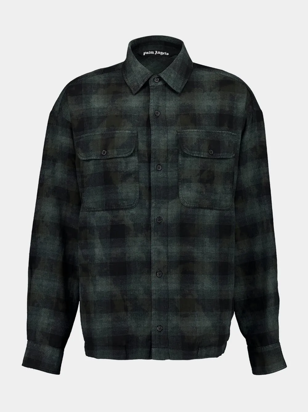 Military Green Curved Logo Check Shirt sold by Fashion Clinic
