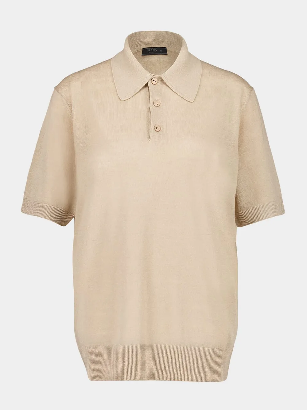 Beige Linen Cotton Polo Shirt sold by Fashion Clinic
