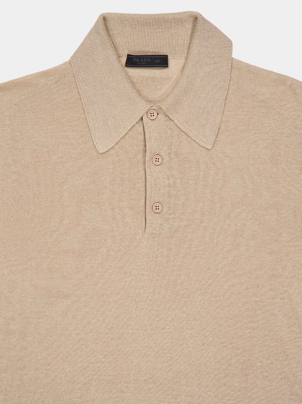Beige Linen Cotton Polo Shirt sold by Fashion Clinic product image thumbnail 3
