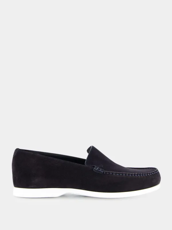 Monaco Navy Suede Boat Shoes sold by Fashion Clinic