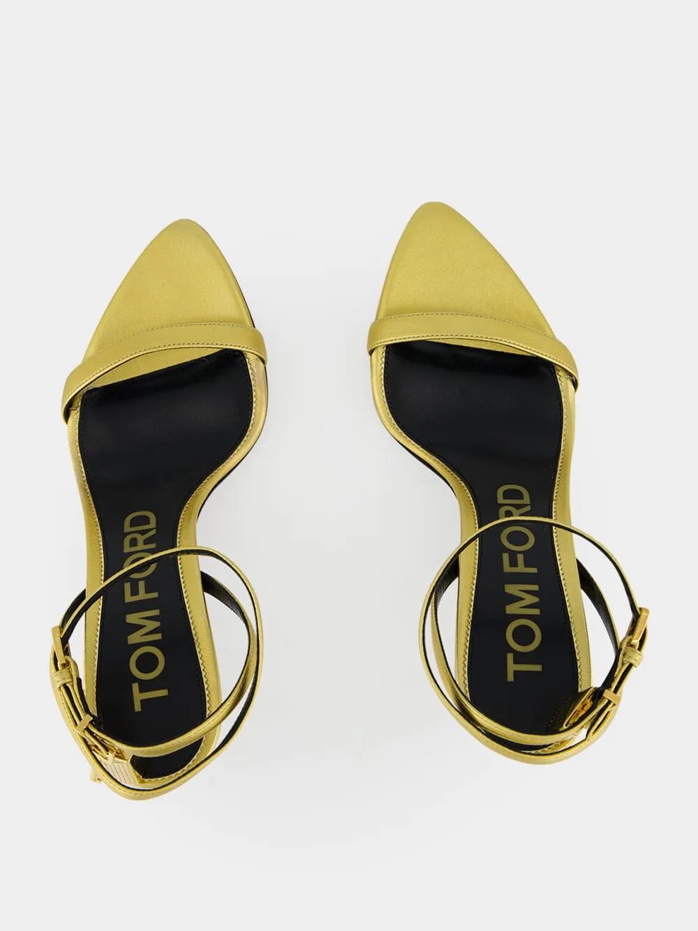 Gold Laminated Padlock Naked Sandal sold by Fashion Clinic product image thumbnail 4