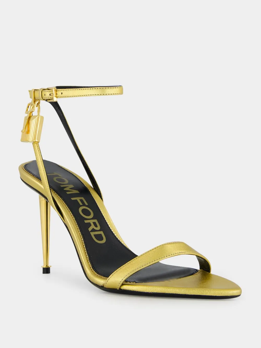 Gold Laminated Padlock Naked Sandal sold by Fashion Clinic product image thumbnail 2