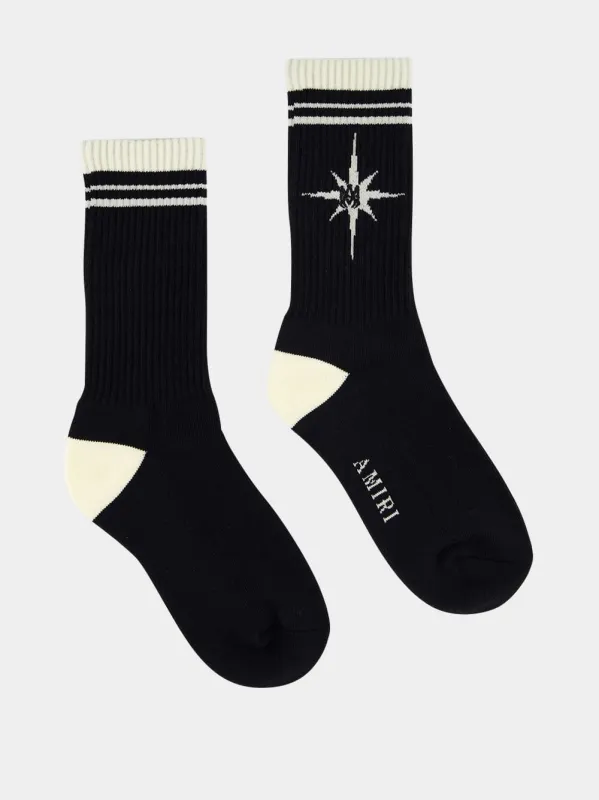 Black Starburst Cotton Socks sold by Fashion Clinic
