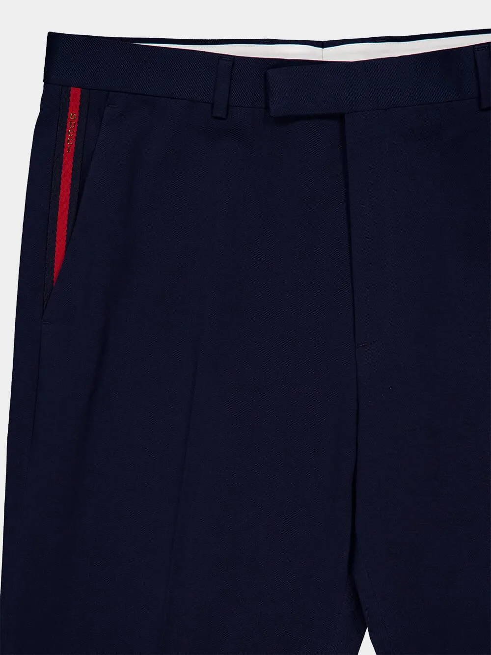 Blue Cotton Gabardine Pant with Web sold by Fashion Clinic product image thumbnail 3