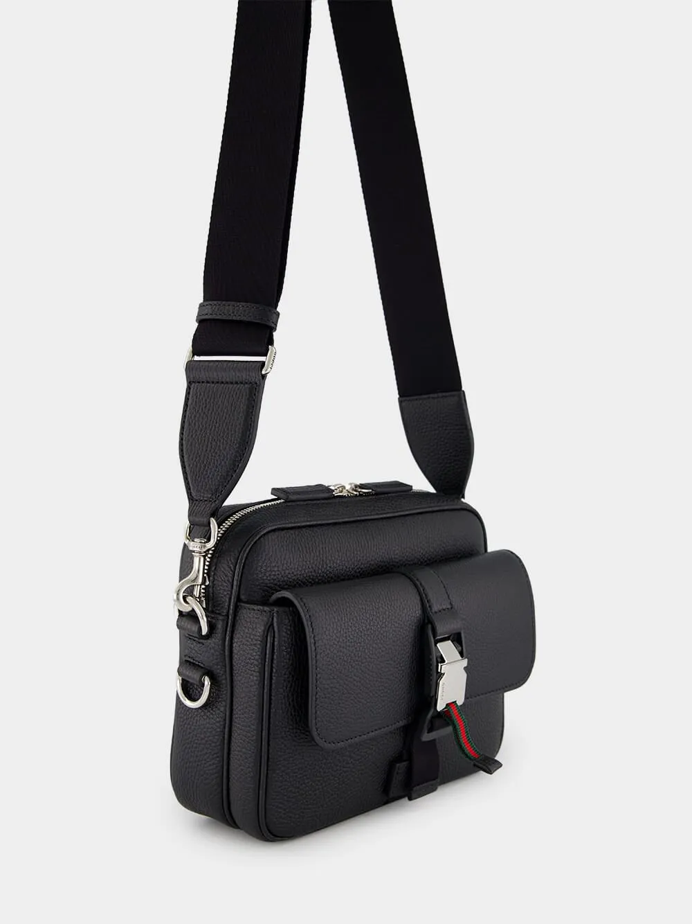 Black Small Crossbody Bag with Web sold by Fashion Clinic product image thumbnail 3