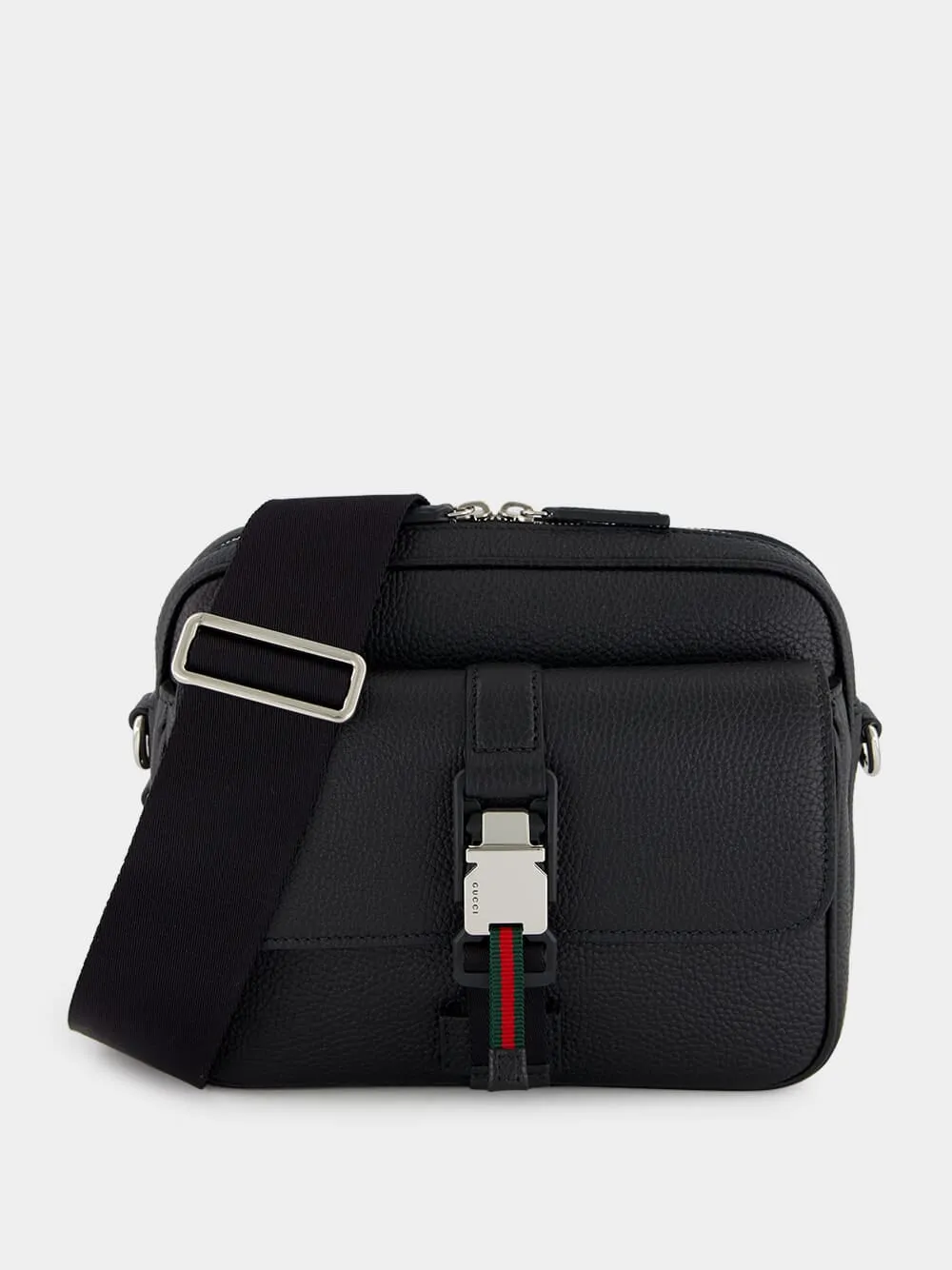 Black Small Crossbody Bag with Web sold by Fashion Clinic
