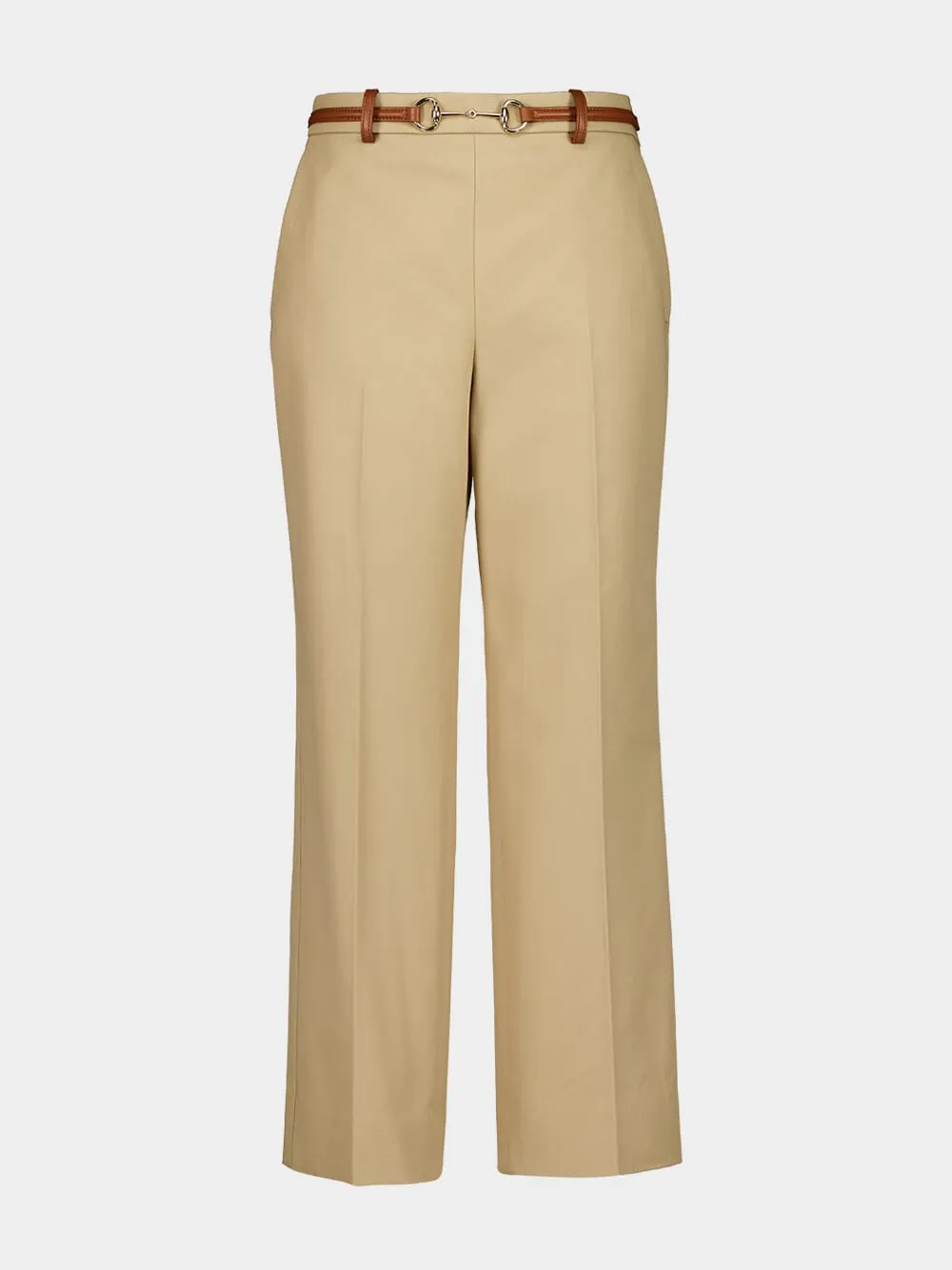 Beige Cotton Drill Pants with Horsebit sold by Fashion Clinic