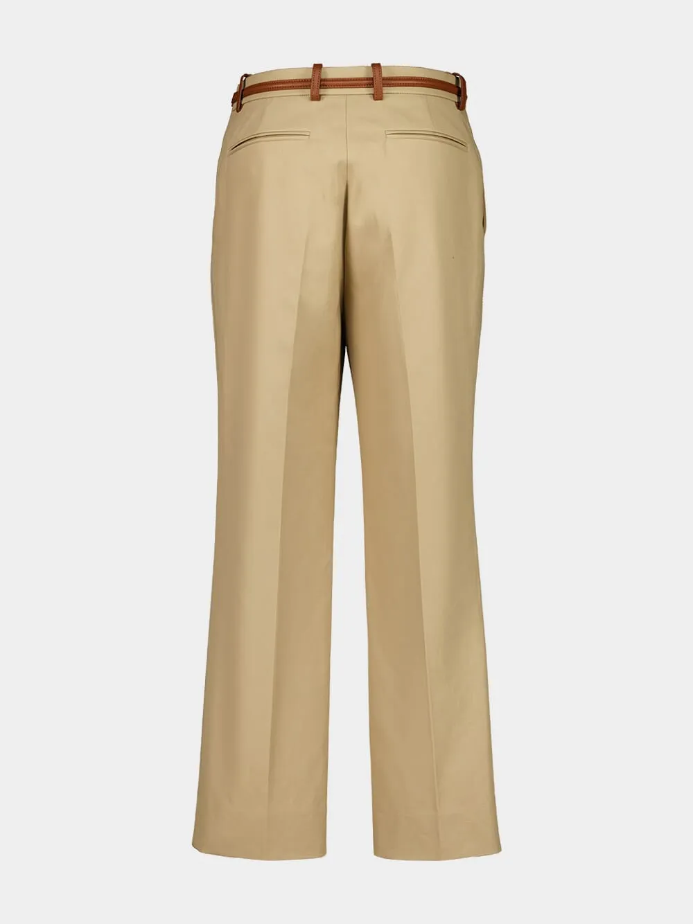 Beige Cotton Drill Pants with Horsebit sold by Fashion Clinic product image thumbnail 2