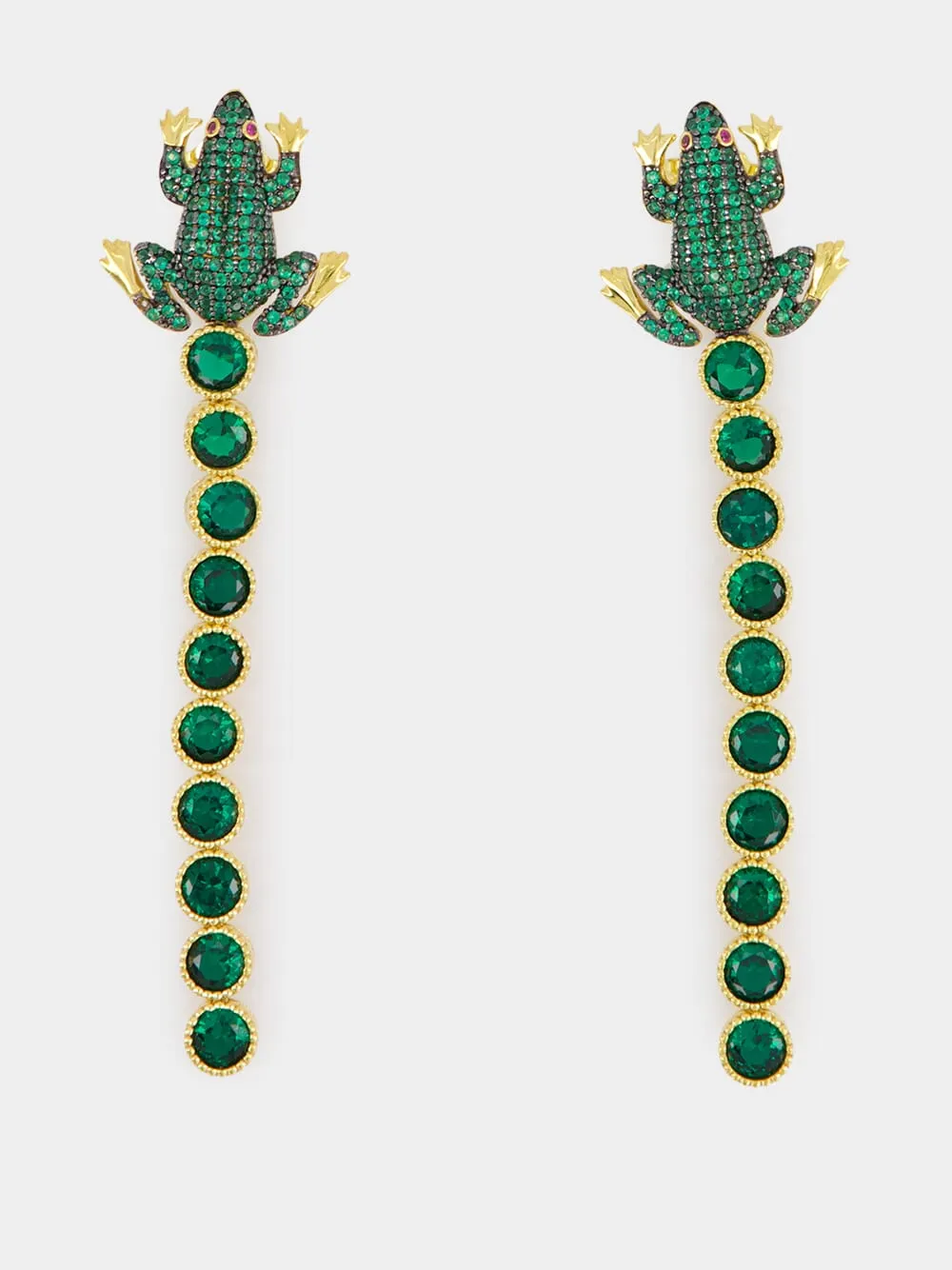 Green Frog Tennis Earrings sold by Fashion Clinic product image thumbnail 2