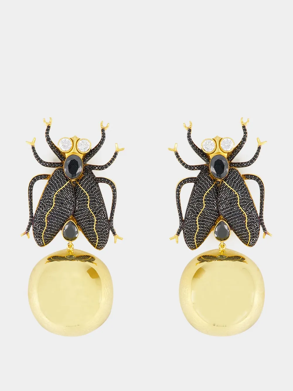 Gold-Plated Fly Away Party Earrings in Black sold by Fashion Clinic