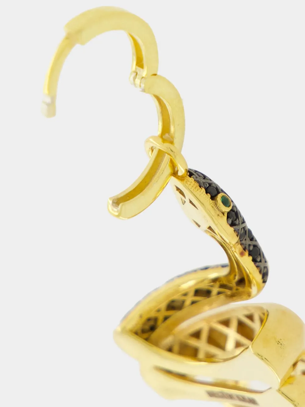 Gold-Plated Serpentino Hoop Earrings in Black sold by Fashion Clinic product image thumbnail 4