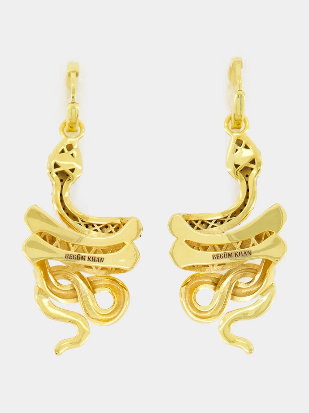 Gold-Plated Serpentino Hoop Earrings in Black sold by Fashion Clinic product image thumbnail 3